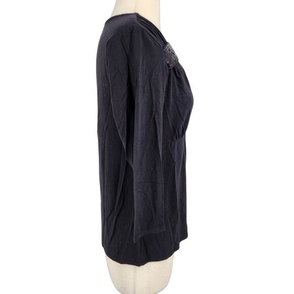 SALE Daisy Fuentes Desert Diamond Sequined Shoulder Top Black Large NWT! - Picture 5 of 6